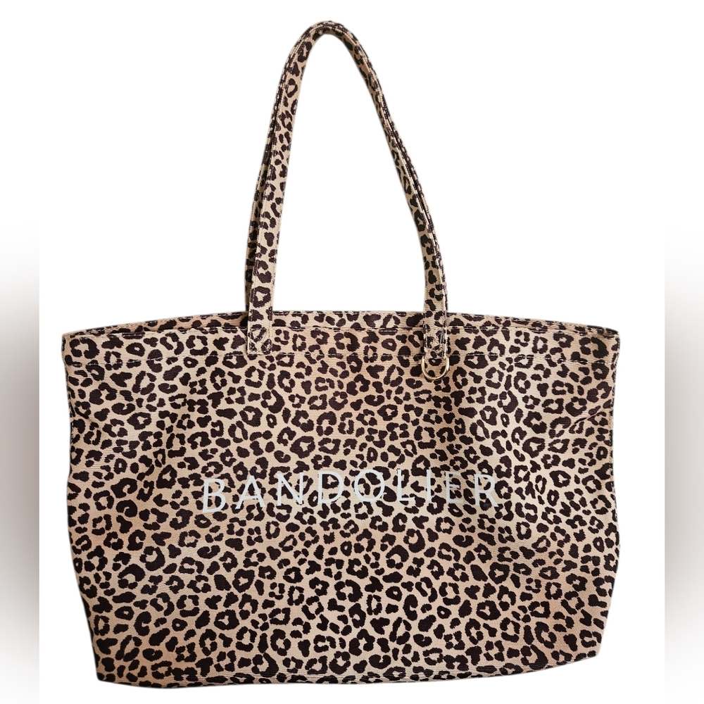 Bandolier Leopard Print Tan& Brown Canvas Tote Bag NEW